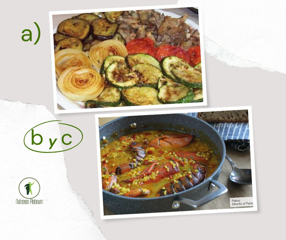 Parrillada de verduras con arroz caldoso con bogavante